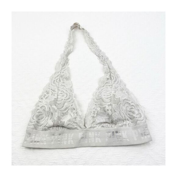 BUY 1 GET 1 FREE Victorias Secret lace bralette white small halter padded no wir - Picture 1 of 8